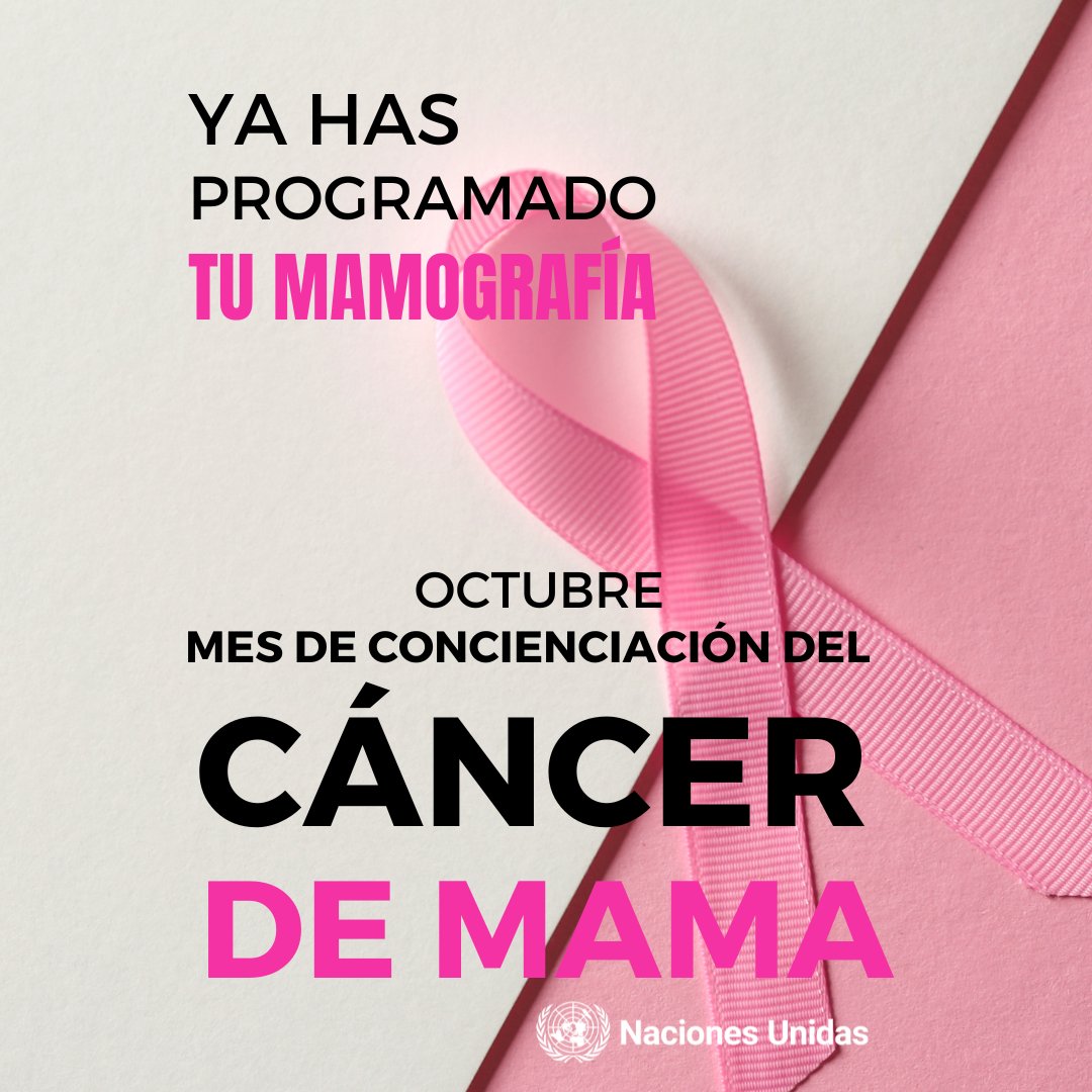 ONU_es's tweet photo. Octubre es el mes de concientización sobre el cáncer de mama.

Asegúrate de programar tu mamografía anual y realizar los autoexámenes periódicos.

Comparte para crear más conciencia y mostrar tu apoyo a las afectadas. https://t.co/s5TWkmphP8