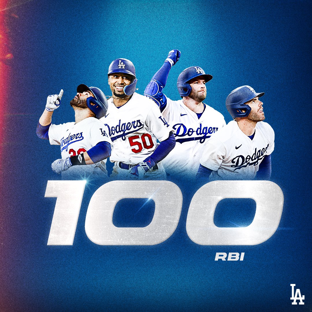 Los Angeles Dodgers on X: Keeping it 100. For the first time in franchise  history, the Dodgers have four players with at least 100 RBI.   / X