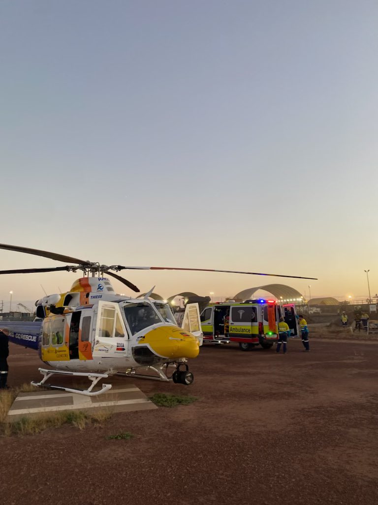 Early start for #RACQ #CQRescue now transporting a patient with a medical condition from Byerwen mine, near Glenden, to Mackay after a Moranbah transfer last night and three back to back Townsville visits in 24 hours.