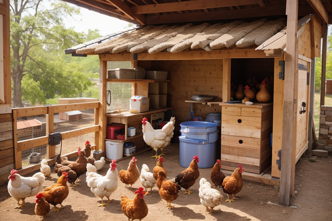 Do you want your poultry to be happy .

Ensure the chicken house is great
With feeders, drinkers and perching places.

A well-equipped coop is essential for happy and healthy poultry.
#CoopLife #PoultryGear

Image was generated by ai #ai #AIphoto 
Nigeria #nigeria ,Mauritius