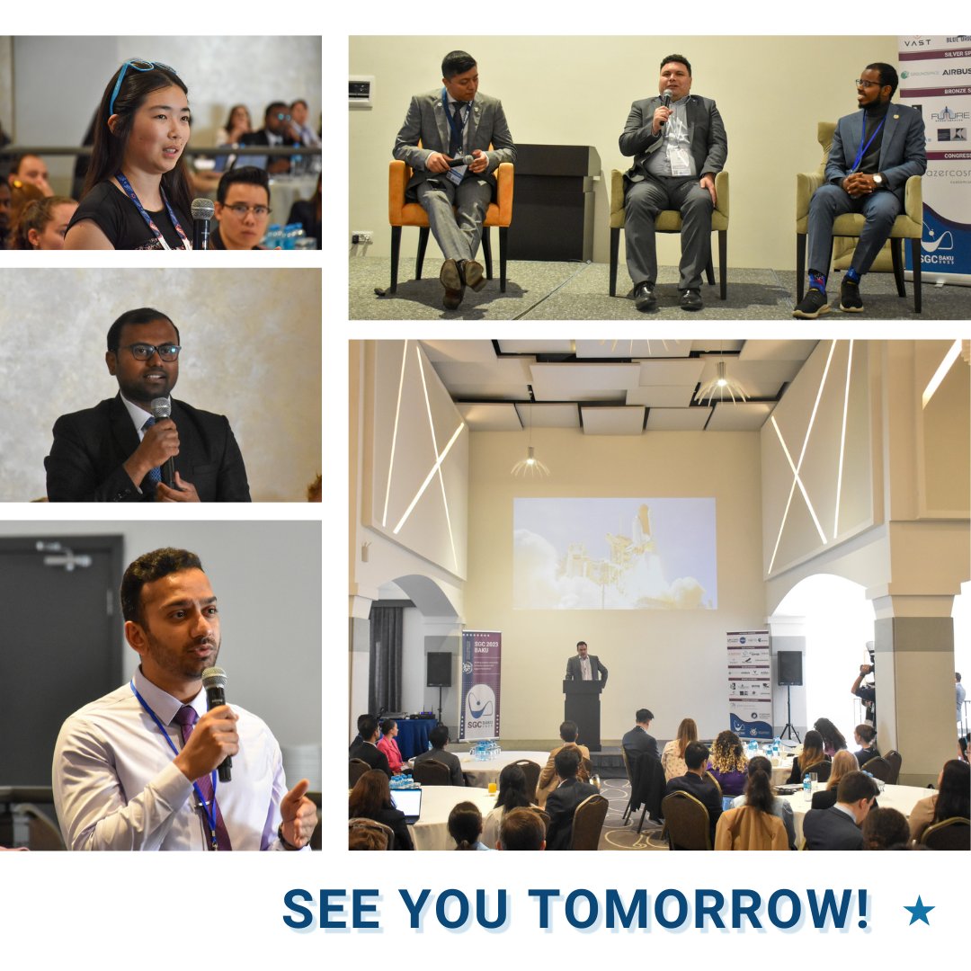 💫 Day 2! Thank you to the UKSA, Voyager, SpaceGen, VAST Space, and AIDAA for thought-provoking discussions, right here in #Baku! ⏳ Don't forget to use the hashtag #sgc2023 for a chance to win a special gift tomorrow! #sgac #sgc2023 #event #SGACFamily