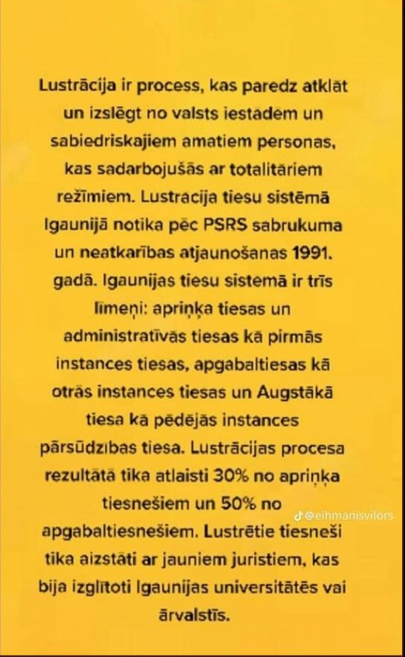 <a href="/Lato_Lapsa/">Lato Lapsa</a> Latvija neizdarība, šodienā atspēlējas sāpīgi un netaisni.Bez dezinfekcijas neiztiksim, jo šis ļaunums nemainās, bet pat mantojas paaudzēm, ko redzam pēc VDK aģentu bērneļu darbiņiem. Ja tiesa ir slima, tad ceļš caur to, pierādīt taisnību,neder pagaidām. Jāmeklē citi risinājumi.