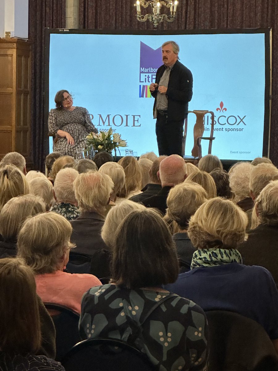 MarlbLitFest's tweet photo. A packed Town Hall for the sold out @WilliamGGolding #GoldingSpeaker tonight: #SebastianBarry interviewed by @AlexClark3 enthralled and regaled the audience: "You want something difficult because that's the joy of it" (on writing about a tough topic) @FaberBooks #OldGodsTime https://t.co/z5TLIq8vw5