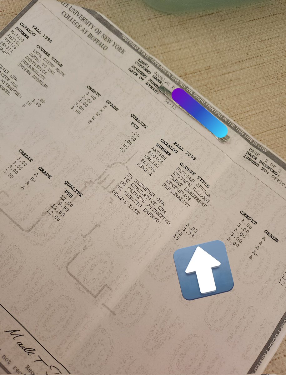 Jocelyn__Paige's tweet photo. Part of my @Jocelyn__Paige #CollegeTranscript from
#SUNY @BuffaloState 
I thought I'd add it to my #Highlights because the @x #X #Platform may be becoming a legacy platform; which may be adding accurate historical content to our #AnnalsOfHistory.
Whereas anybody whose somebody or nobody is able to edit #Wikipedia anytime they choose, clearly making that platform a corrupt platform to store #historical #data and #databases. 
#CumulativeGPA373