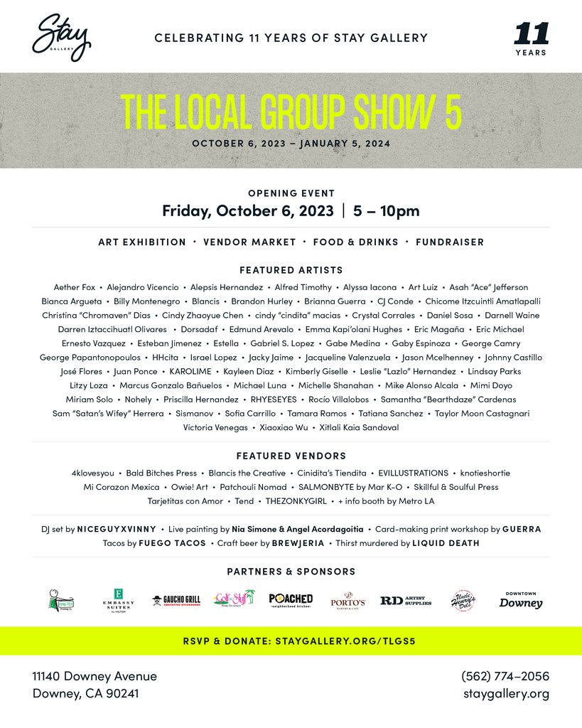 Check out today’s paper! 👀 Thank you <a href="/DowneyPatriot/">The Downey Patriot</a> for the feature on our upcoming 11th anniversary fundraiser and group exhibition “The Local Group Show 5” on Friday, October 6 from 5 – 10pm. Learn more and RSVP: staygallery.org/tlgs5