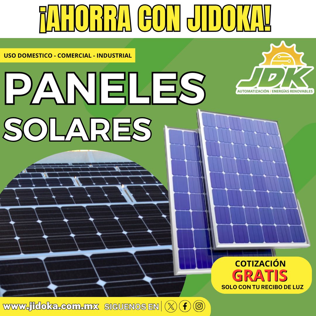 JIDOKA3's tweet photo. ¡Ahorra con Jidoka!

Instalar paneles solares en tu casa, negocio o empresa es una excelente forma de cuidar al planeta y tu bolsillo al mismo tiempo☀️🍃

📲 𝟖𝟕𝟏 𝟏𝟑𝟕 𝟔𝟎𝟗𝟑 / 871 280 7858

.
.
.
#Jidoka #Paneles #Solares #Energía #Solar #Renovable #Invierte #Ahorra https://t.co/iKCBnDfOAr