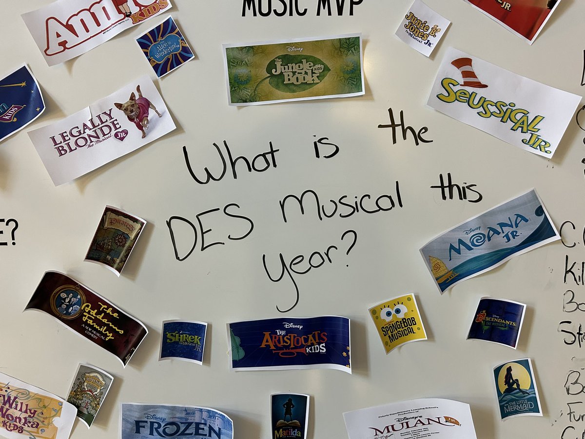 Music_MayBerry's tweet photo. The scripts have been ordered, but what will the DES Chorus Musical be? Stay tuned and you will see! Every chorus rehearsal one musical will go, the final one will reveal the show! Do you think you know?? Cast your vote here! @dacusvilledolphins https://t.co/To6r9tLoo0