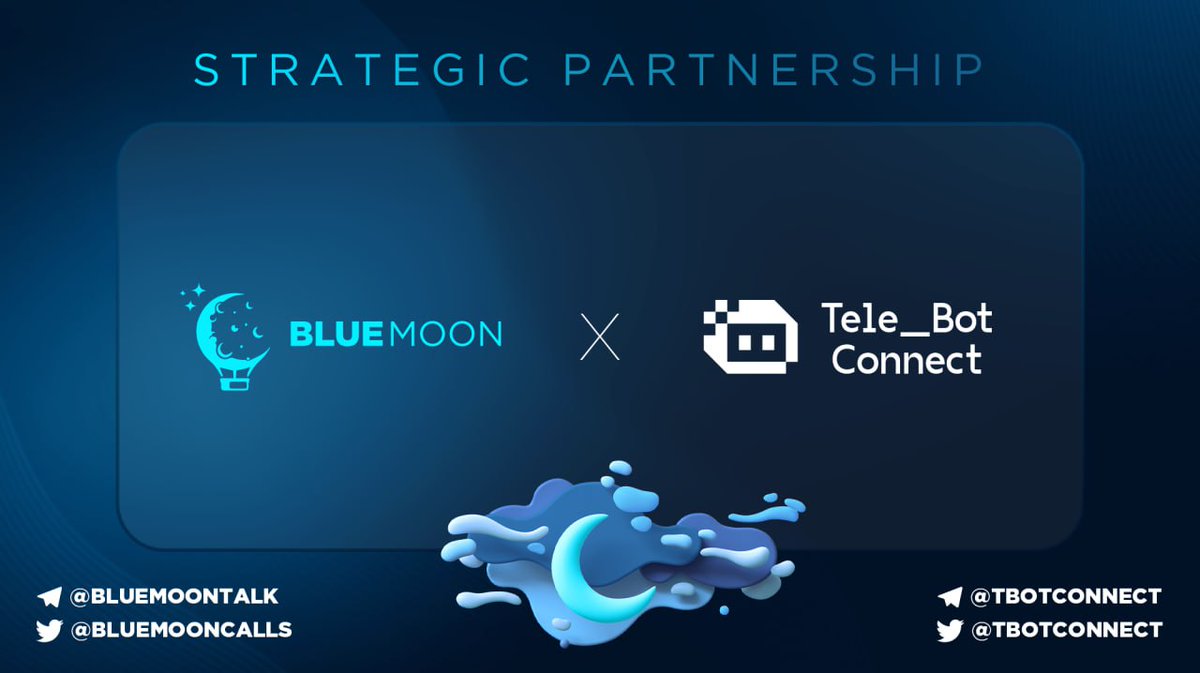 bluemooncalls's tweet photo. 📢🌙 Strategic Partnership news! We're happy to announce our partnership with @TBotConnect—a project set to revolutionize crosschain token bridging via a Telegram bot. 🤖🔗 #blockchain #partnership #crosschain #ethereum https://t.co/C9TkbVdo87