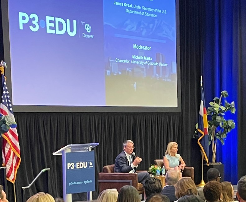 We were honored to have @UnderSecKvaal join Chancellor @MarksMichelleA  <a href="/CUDenver/">CU Denver</a> for a fireside chat during the #P3edu conference yesterday.