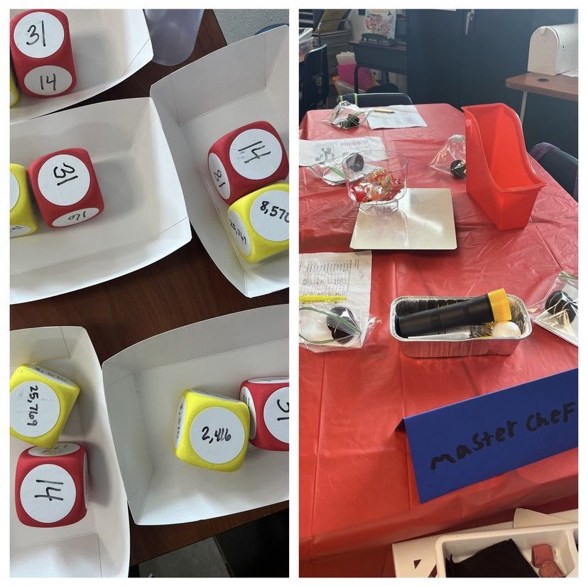 Lovell_Elem's tweet photo. Ms. Hodges' 5th grade class had fun participating in Rock Your School! Students competed in cooking challenges, enjoyed treats, and earned points by showing teamwork and collaboration skills. The winning kitchen was named after her cat: "The Chester Bakers". #RockYourSchool https://t.co/olD6C8yObW