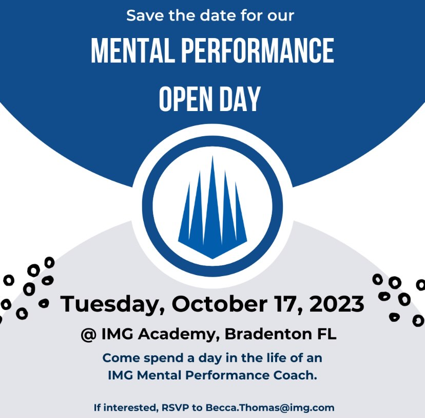Immerse yourself in the world of applied mental coaching! 🌟 Join us on campus for this unique opportunity to spend a day in the life of an IMG mental performance coach. Uncover the strategies and practices that allow our athletes to unleash their minds. 🧠💼#IMGMentalPerformance