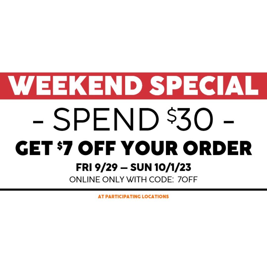 Get $7 off your order when you spend at least $30 this weekend 🎉 Use code "7OFF" at checkout - Valid on ONLINE ORDERS ONLY at order.thanx.com/piefivepizza