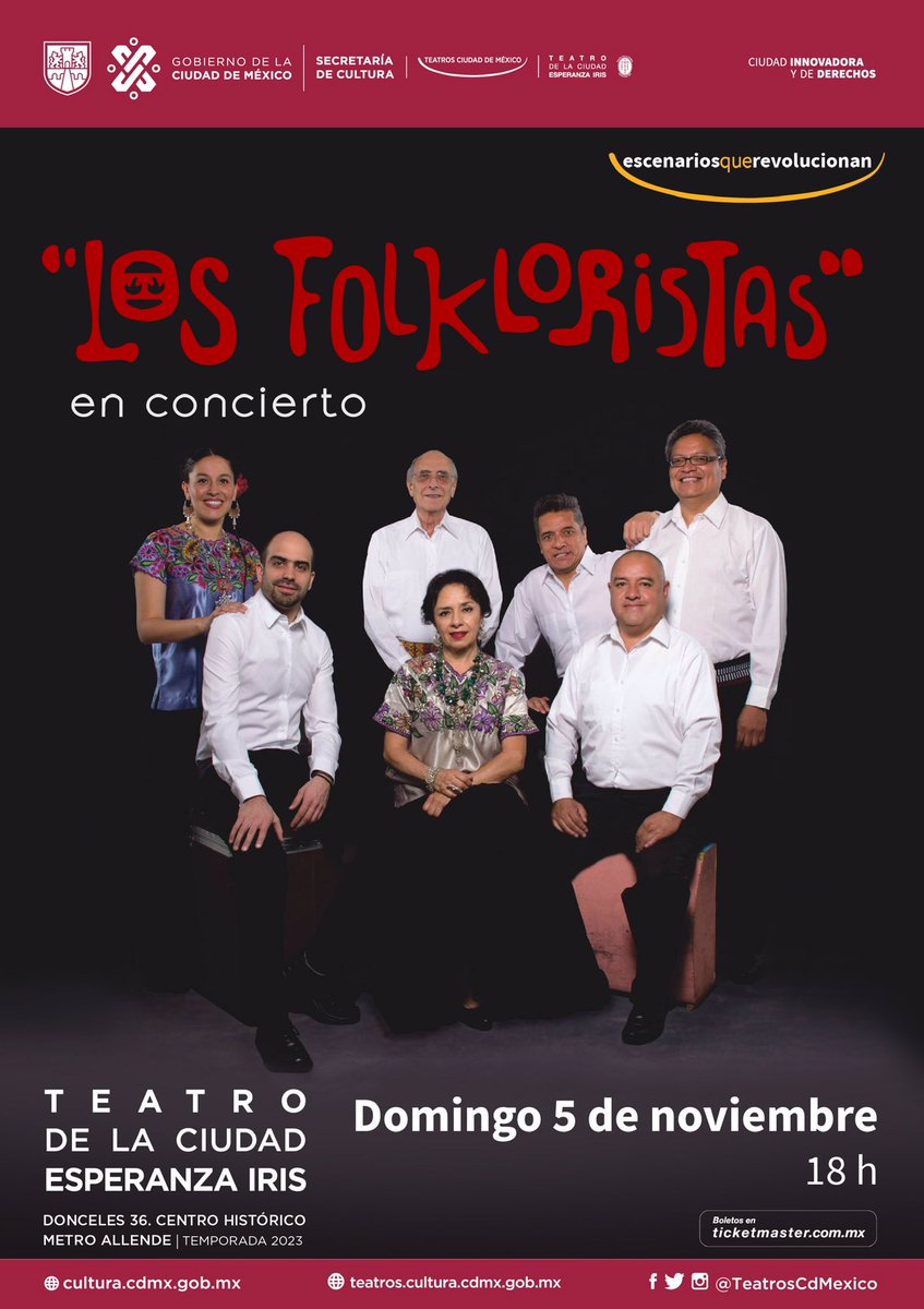 FolkloristasMx's tweet photo. Estamos muy contentos de compartirles esta noticia. 
Los Folkloristas en concierto
Teatro de la Ciudad Esperanza Iris.
Noviembre 5, 18 h.
Boletos disponibles!!!
Ahí nos vemos 🕊 https://t.co/vLM1O3FE0h