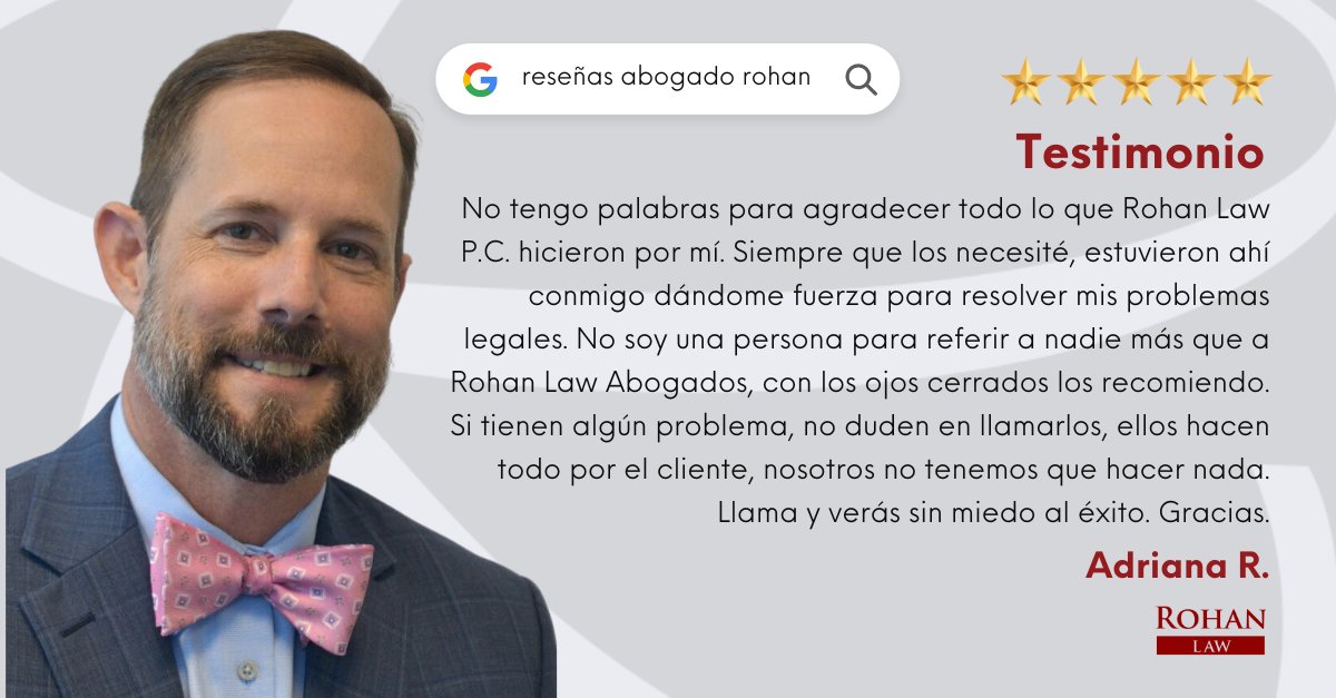 AbogadoRohan's tweet image. Adriana, nos alegra 🤩 saber que tuviste una gran experiencia contratando nuestros servicios legales. Muchas gracias por compartir tan buena reseña 🌟. #clientefelíz #reseñasdegoogle

☎️ Llámanos al 📲 404.923.0446 si necesitas ayuda legal en casos de Accidentes o defensa penal.
