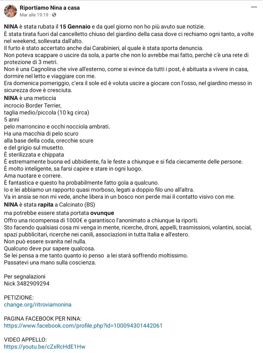 unonlus's tweet photo. #nina e stata #rubata a gennaio 🆘️🆘️🙏🏻🙏🏻🙏🏻🆘️
Il suo papà è disperato 🥺🥺🥺
Per segnalazioni Nick 3482909294
PETIZIONE:
https://t.co/rVSBxxhrDL
PAGINA FACEBOOK PER NINA:
https://t.co/SZlnvdLSzB
VIDEO APPELLO:
https://t.co/bywqrbux8X https://t.co/51MlNLaARQ