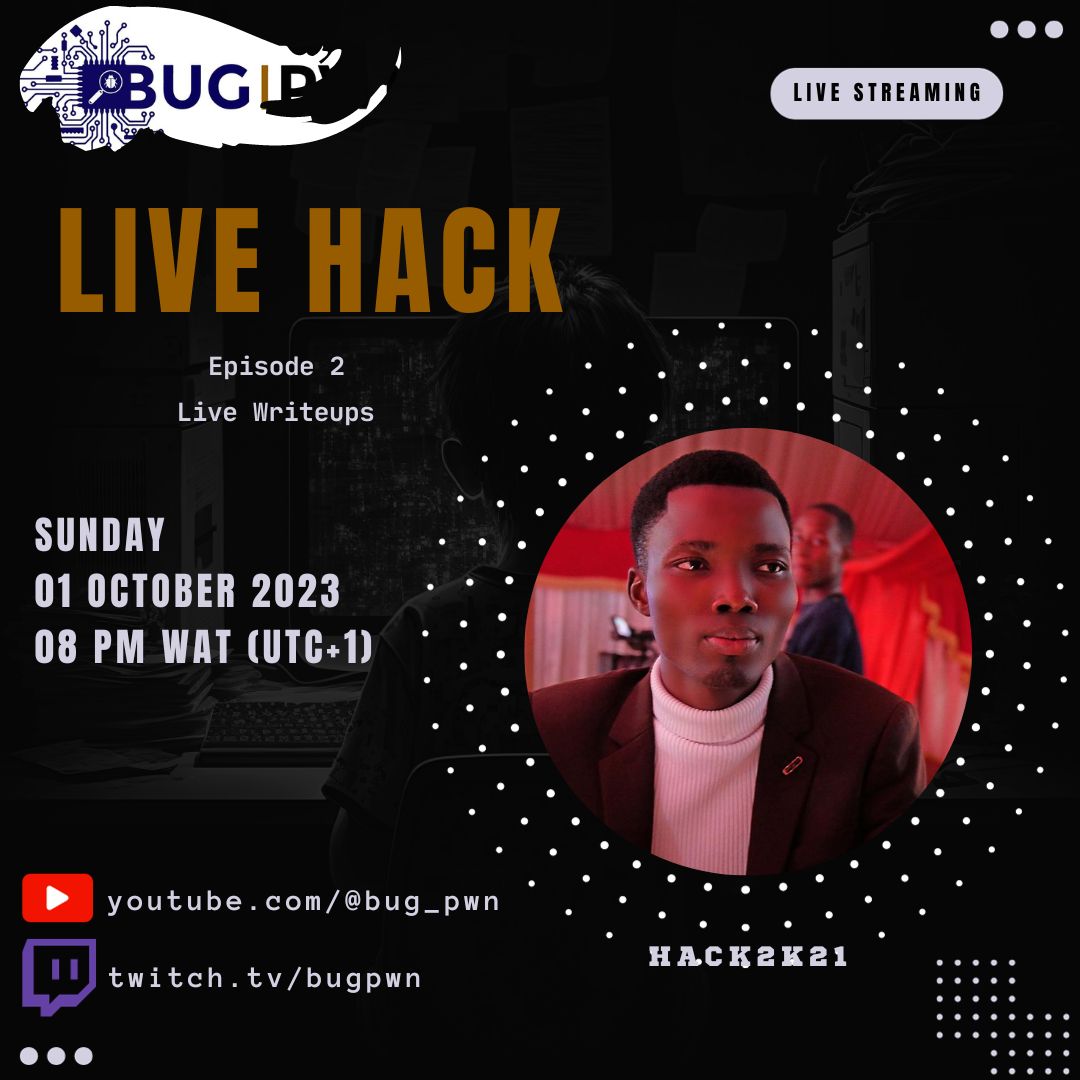 bug_pwn's tweet image. LiveHack ✨

Episode 2

Time zone: West Africa Time (UTC+1)
Hacker: @tlfparfait
Guest: @aaron_meta, @SamuelEhahoun, @paulindjitche, @manas3c 

#LiveHack #bugpwn #Hacking