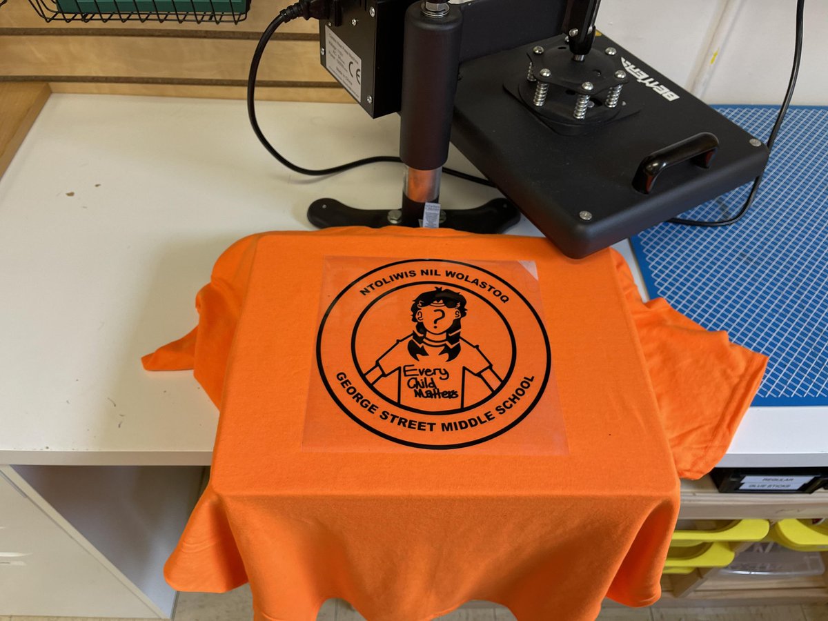 GeorgeStreetMS's tweet photo. GSMS beams with pride after such an impactful day. Thank you teachers &amp; students for joining together as allies focusing on reconciliation today but in learning that takes place throughout the year. Shirts designed by gr 6 B. Sabattis &amp; pressed by students were proudly worn today https://t.co/OpVArxlgIy