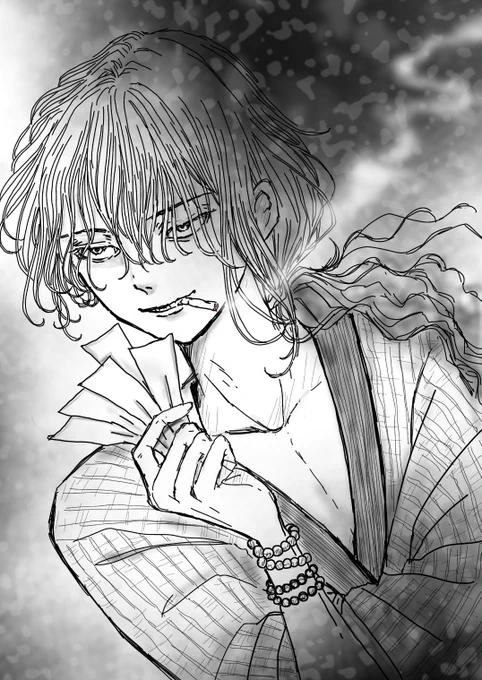 楽しくて不気味かわいいワールドのノス・タル・ジーさんからバトンいただきました💕男の人を描くと顔が魔王化しがちなレトロイラストの純々です😆💦 
