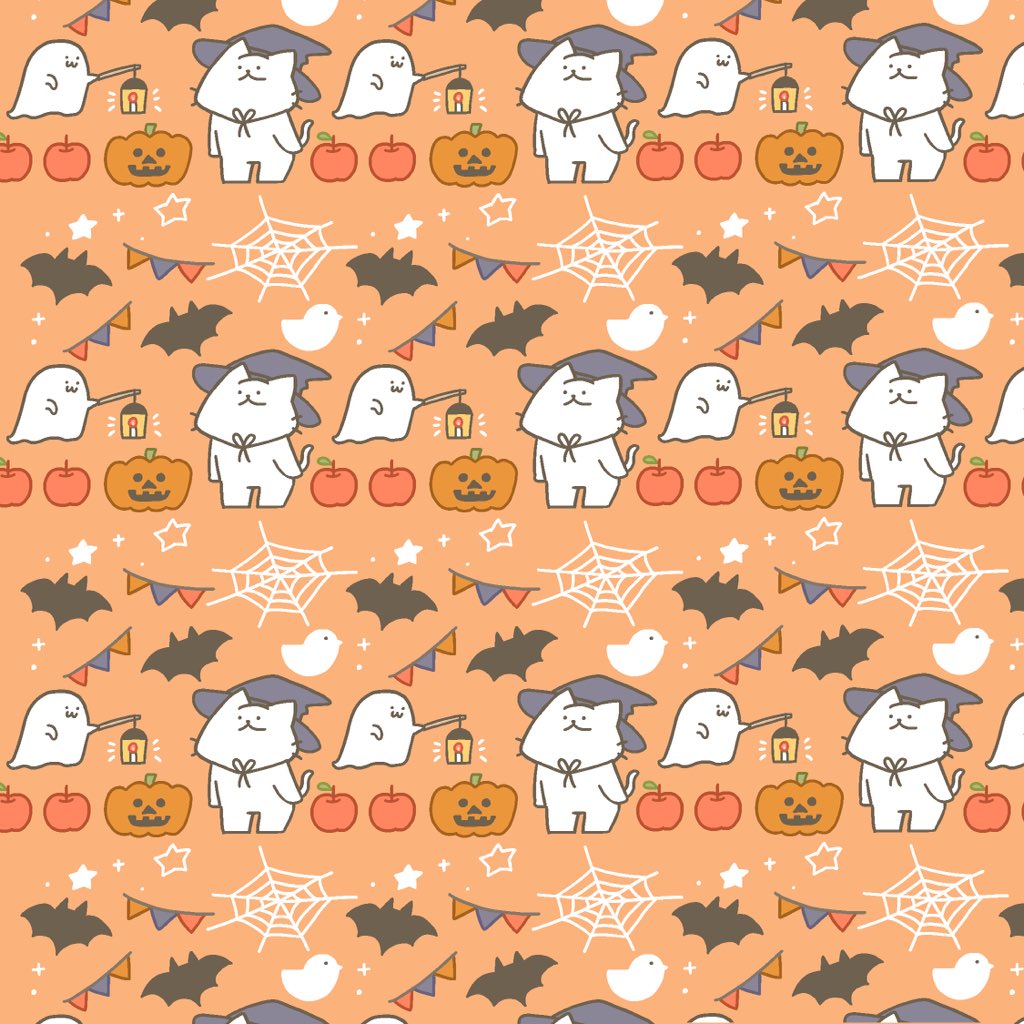 「10月の壁紙を制作しました!今回のテーマはハッピーハロウィン是非保存してお使いく」|猫原のしのイラスト