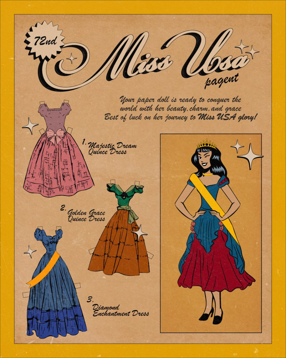 Select the Quinceañera dress fit for the Miss USA pageant and make your paper doll a true beauty queen! Catch tonight's crowned winner on #TheNew39 <a href="/thecw/">The CW</a> <a href="/missusa/">Miss USA</a> 👑✨