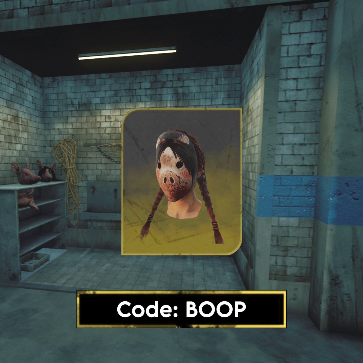 dbdcodes's tweet photo. Code: BOOP

For Meg Thomas’s Boop The Snoot Mask https://t.co/g4vHjIKp6V
