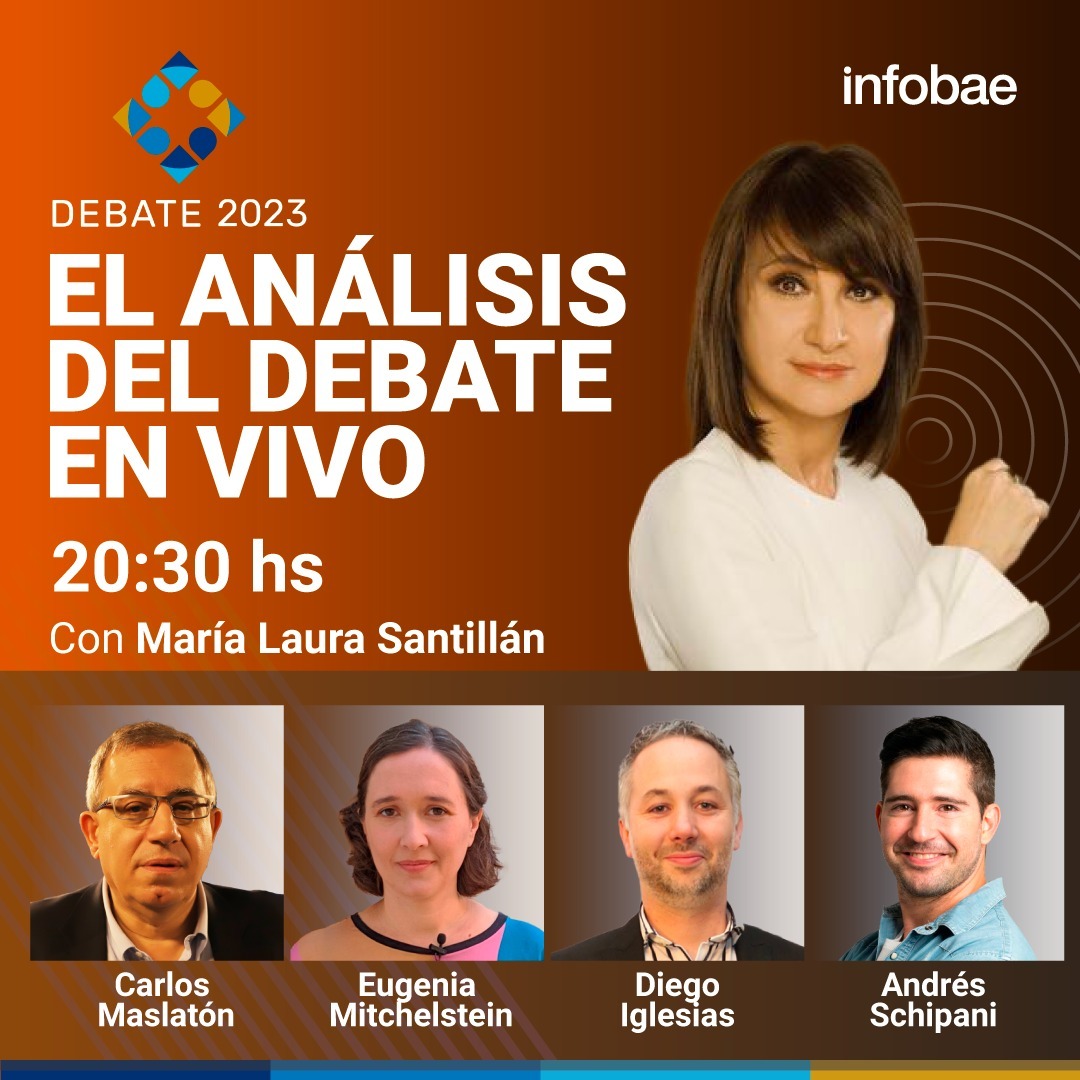 Este domingo tendrá lugar el Debate Presidencial 2023. Nuestra co-directora, Eugenia Mitchelstein <a href="/UgeMitch/">Eugenia Mitchelstein</a>, va a estar mirando y analizándolo en vivo por el canal de Youtube de Infobae junto a <a href="/marialauratv/">María Laura Santillán</a>  <a href="/CarlosMaslaton/">Carlos Maslatón</a> <a href="/IglesiasDiego/">Diego Iglesias</a> y <a href="/arschipani/">Andres Schipani</a>.