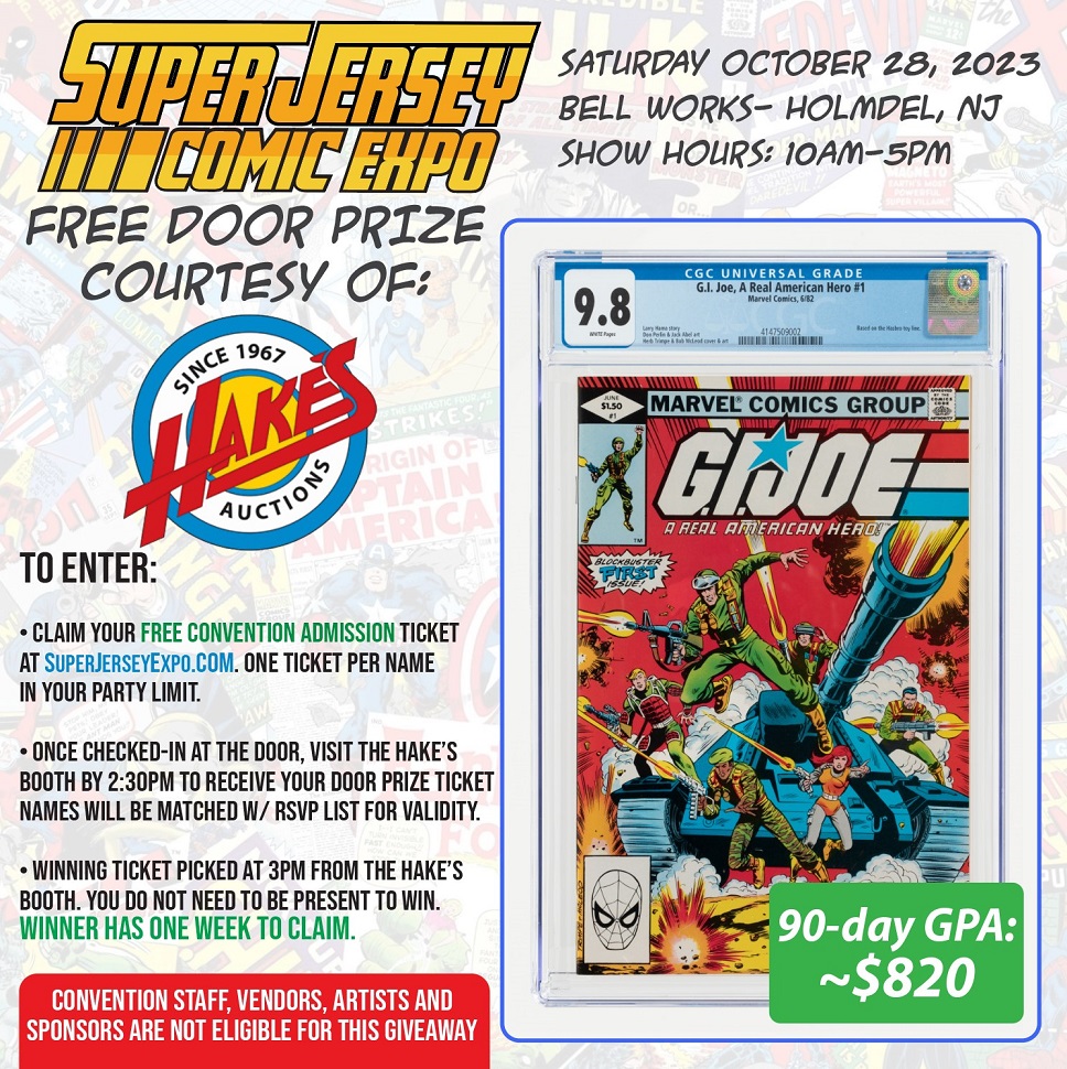 Don't miss your chance to win this @CGCComics 9.8 copy of @GIJoeOfficial being given away as a door prize at @SuperJerseyExpo! #YoJoe! #SuperJerseyComicCon #NewJersey #CGC #comicbooks #comics #comiccon #GIJoe #LarryHama #collector #free
