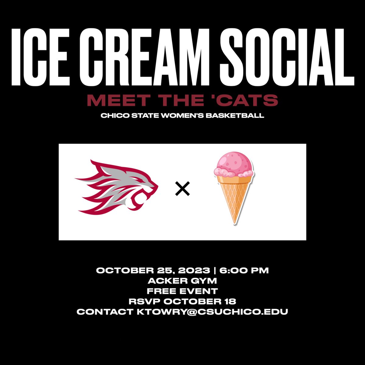 Come meet the 2023-24 team at our ice cream social!🍦Admission is free for everyone. We can’t wait to kick off our season!

#WildcatFamily #ALLIN