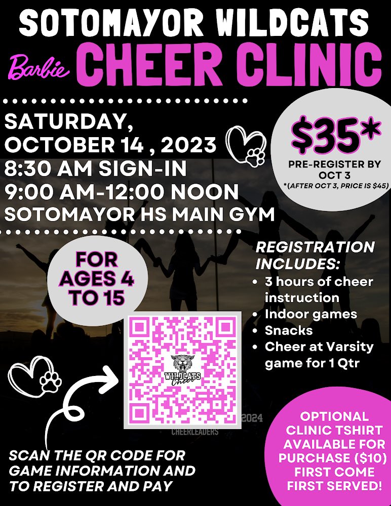 SotomayorCheer (@sotomayorcheer) on Twitter photo Join the Wildcat Cheerleaders for a ton of fun at our Barbie Cheer Clinic! <a href="/WildcatsDen_SA/">Sotomayor Wildcats Den</a> <a href="/NISDSotomayor/">Sotomayor High School</a> <a href="/SotomayorPTSA/">Sotomayor PTSA</a> <a href="/Sotocats_FB/">Sotomayor Wildcat Football</a> Join the Wildcat Cheerleaders for a ton of fun at our Barbie Cheer Clinic! <a href="/WildcatsDen_SA/">Sotomayor Wildcats Den</a> <a href="/NISDSotomayor/">Sotomayor High School</a> <a href="/SotomayorPTSA/">Sotomayor PTSA</a> <a href="/Sotocats_FB/">Sotomayor Wildcat Football</a>