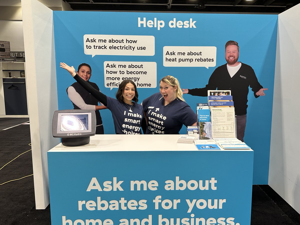 bchydro's tweet photo. Chat with our team about smart energy choices at the Vancouver Fall Home Show this weekend. Use promo code “BCHYDRO” for 2-for-1 tickets: https://t.co/Bj02iojZ7K @VanHomeShows #VANHomeShow https://t.co/oNgV1QdhKF