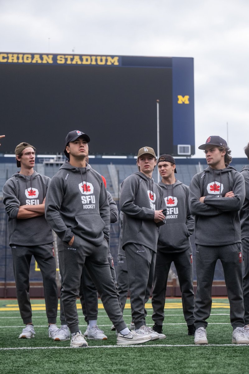 SFUHockey's tweet photo. HUGE thank you to @UMichAthletics and @UMichFootball for showing us around The Big House today 🏠

#RiseInRed | #GoBlue https://t.co/OXk4A24JKg