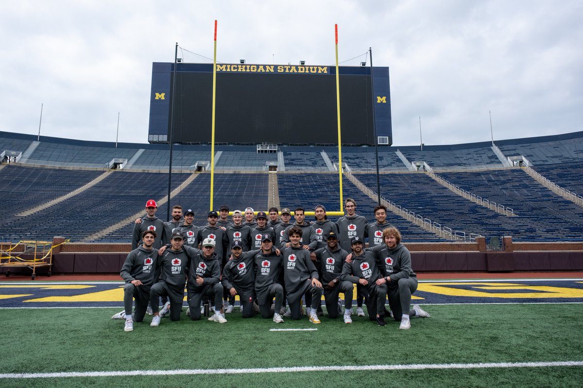 SFUHockey's tweet photo. HUGE thank you to @UMichAthletics and @UMichFootball for showing us around The Big House today 🏠

#RiseInRed | #GoBlue https://t.co/OXk4A24JKg