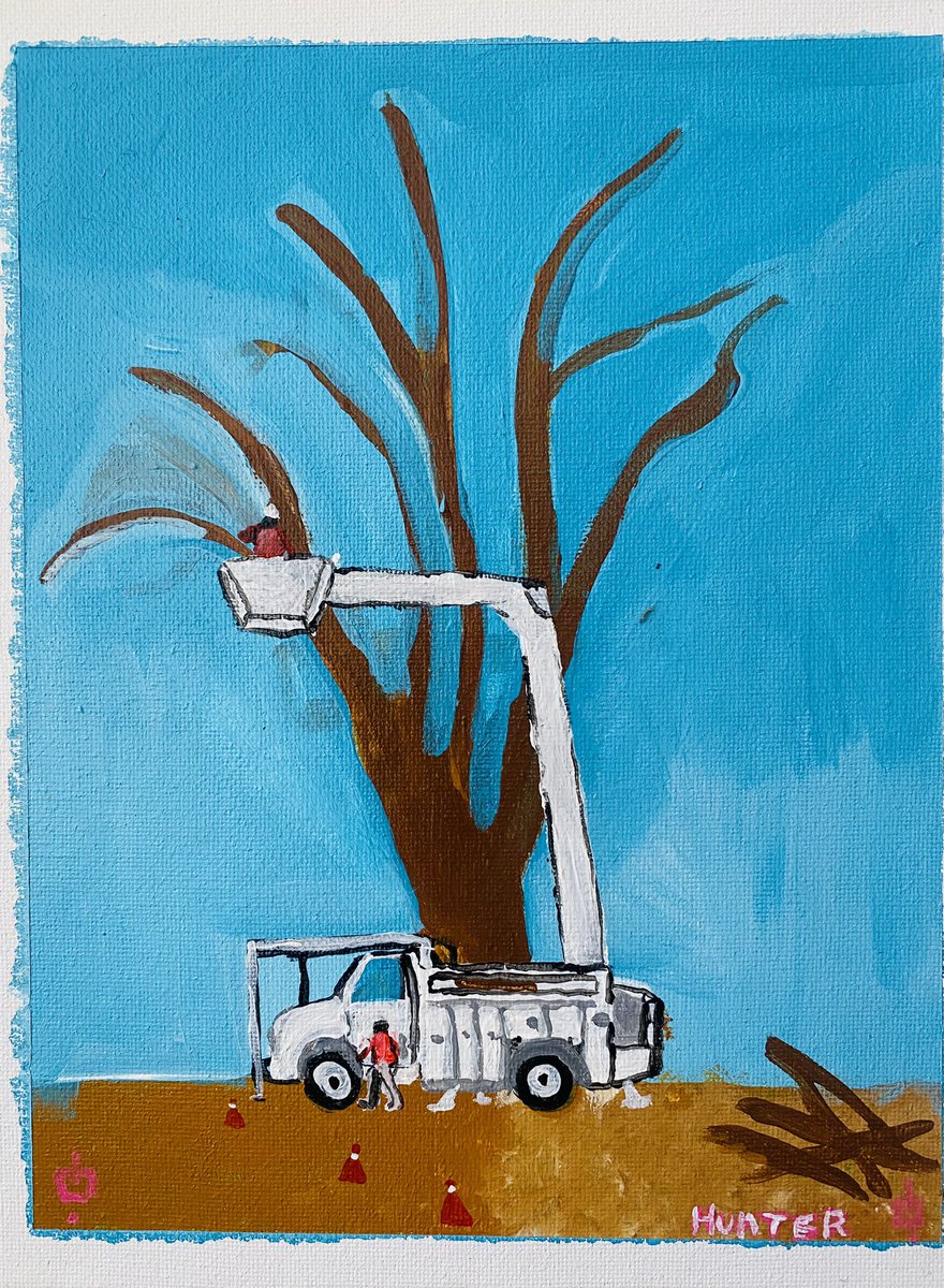 tippihunterart's tweet image. Acrylic painting by me. $130 #treetrimmer, #acrylic, #painting, #artforsale, #workingpeople