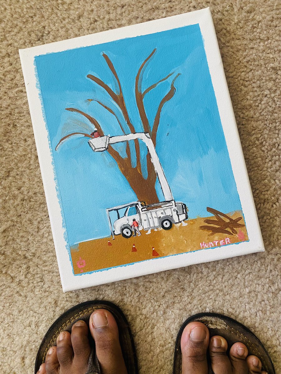 tippihunterart's tweet image. Acrylic painting by me. $130 #treetrimmer, #acrylic, #painting, #artforsale, #workingpeople