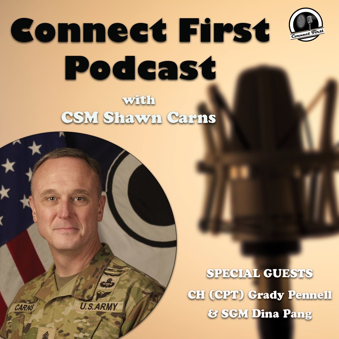 I_Corps's tweet photo. #NowStreaming 🖥️🎧🎙️
America's First Corps CSM Shawn Carns talks with CPT Pennell &amp; SGM Pang about #SuicidePrevention, resiliency &amp; building trust through authenticity on the newest episode of #ConnectFirst podcast

Find it on your favorite streaming service or at our link in bio https://t.co/LO4w6p8geA