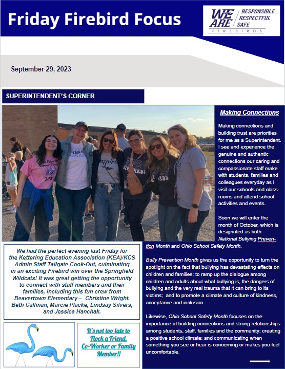 Superintendent McCarty-Stewart talks about the importance of communicating when you have safety concerns as we prepare to enter October -- Ohio School Safety Month and National Bullying Prevention Month. bit.ly/3PXPJEI #WeAreFirebirds