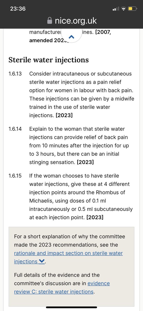 So excited that updated NICE guideline recognises value of sterile water injections for back pain in labour - feeling privileged to have led UK site in the research that has influenced this change 🥰