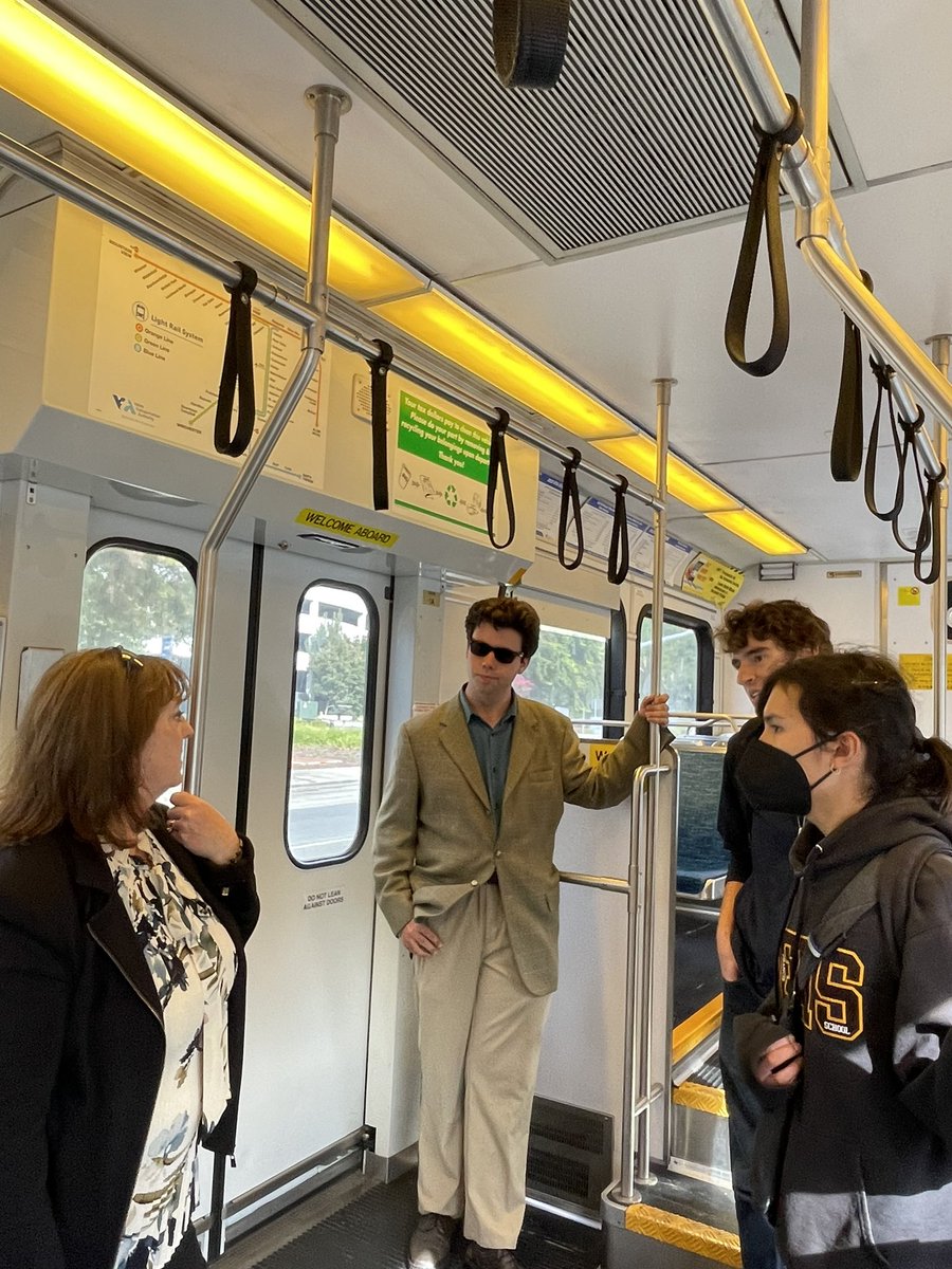 VTA's tweet image. #Allaboard for #transitmonth 🚉 GM Carolyn Gonot has started her ride on the VTA Light Rail Blue Line. #publictransit #VTA