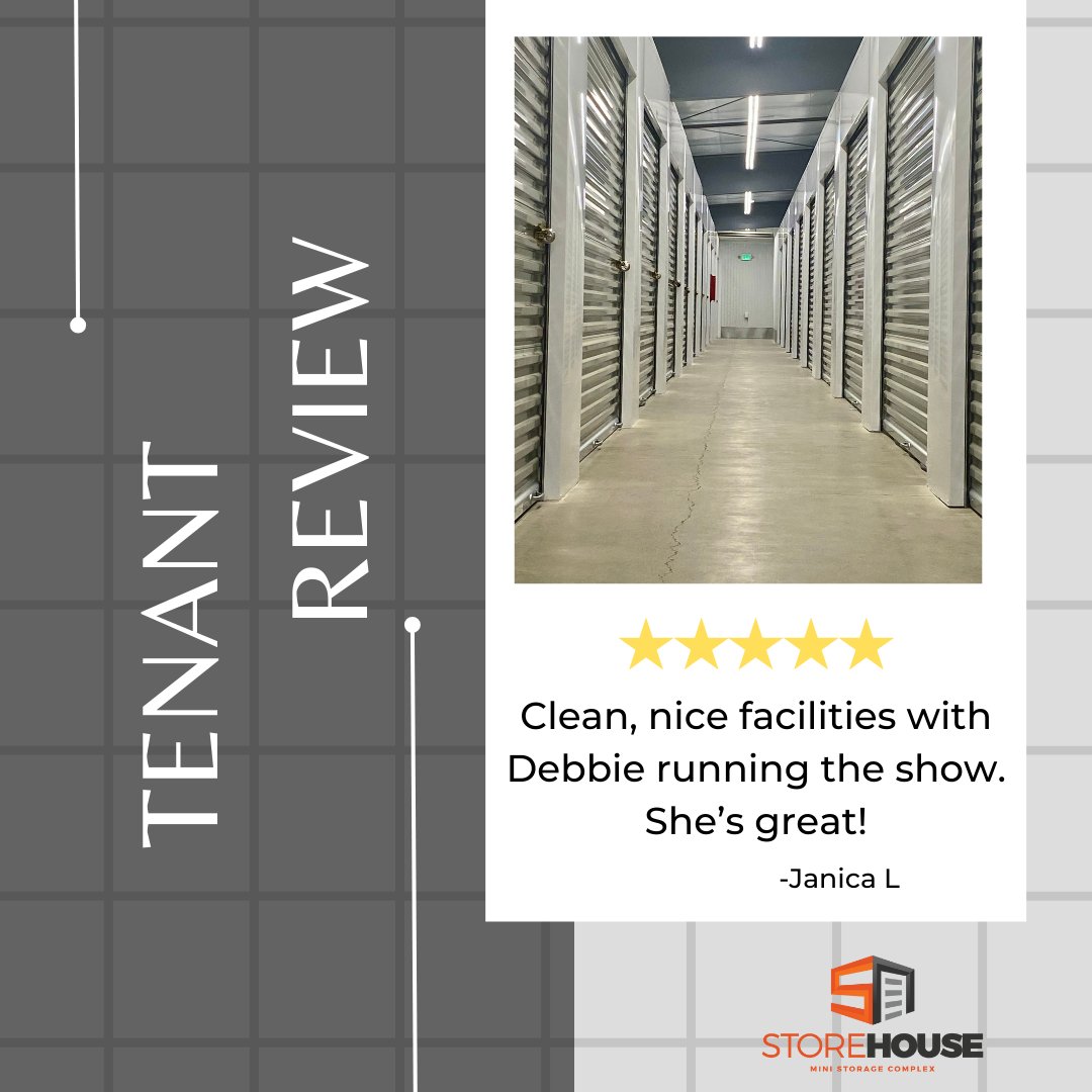 Thank you for the amazing review!
storehousemini.com

#TestimonyTuesday #TestimonialTuesday #5starreview #5starrating #climatecontrolledstorage #storehouseministoragecomplex2023 #storehouseminicomplex