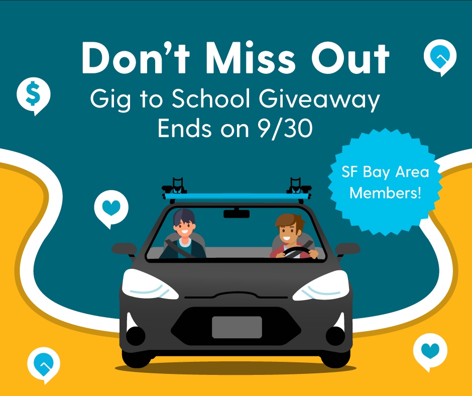 SF Bay Area Members! Your Gig to School Giveaway is ending on September 30, so join in on the fun before it's too late for a chance to win $100 in Gig Credits*! We'll keep our fingers crossed to wish you good luck.🤞

More: gigcarshare.com/blog/sf-bay-ar…

#GrabAGig #GetInAndGo