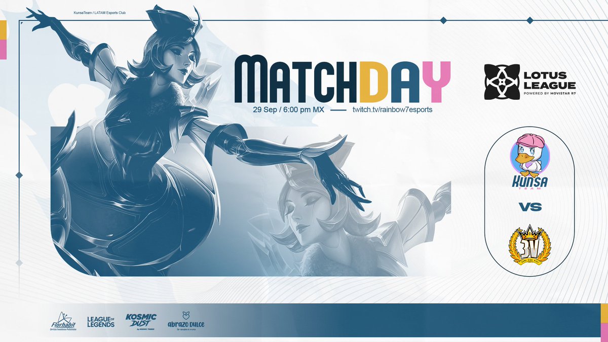KunsaTeam's tweet photo. 🪷 𝗠𝗔𝗧𝗖𝗛𝗗𝗔𝗬 🪷 | Jornada #2 | @LigaLotus

¡Queremos seguir aleteando fuerte! 🦆  

vs @3vTeamLOL 🟡
📺#Twitch -> @Rainbow7lol 
⏰6:00 P.M.🇲🇽🇬🇹 | 7:00 P.M. 🇵🇪🇨🇴 | 9:00 P.M. 🇦🇷 🇺🇾

#KSAWIN #LeagueOfLegends https://t.co/hSkSyPDInY