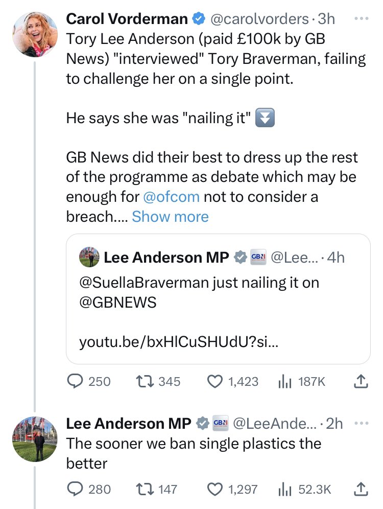 Hi <a href="/GBNEWS/">GB News</a> here’s another presenter on your channel making misogynistic comments.

This vile cretin is (I can’t believe I’m saying this) the DEPUTY CHAIR of the Conservative Party and he’s making degrading comments about a woman.

Sunak is too weak to act, over to you GB News.