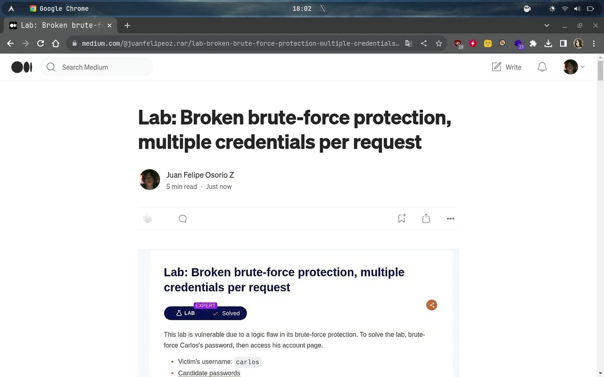 PwnedRar_'s tweet image. Nuevo post, y no de criptografía, Vulnerabilidad de autenticación basado en contraseña. link.medium.com/kQfrHIP4uDb
#hackingweb #portswigger