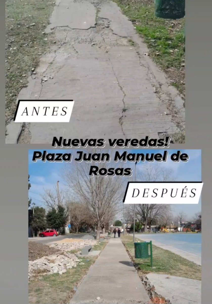 #Browncumple poniendo en valor los  espacios públicos para el disfrute de sus vecinos, como las nuevas veredas, arcos y aros en la Plaza Juan Manuel de Rosas. José Mármol