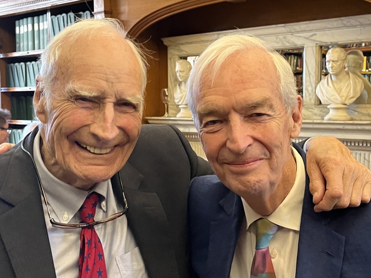 The two Snow cousins, Peter and Jon, at a memorial event yesterday for the great ITN editor Sir David Nicholas, 1930-2022.
