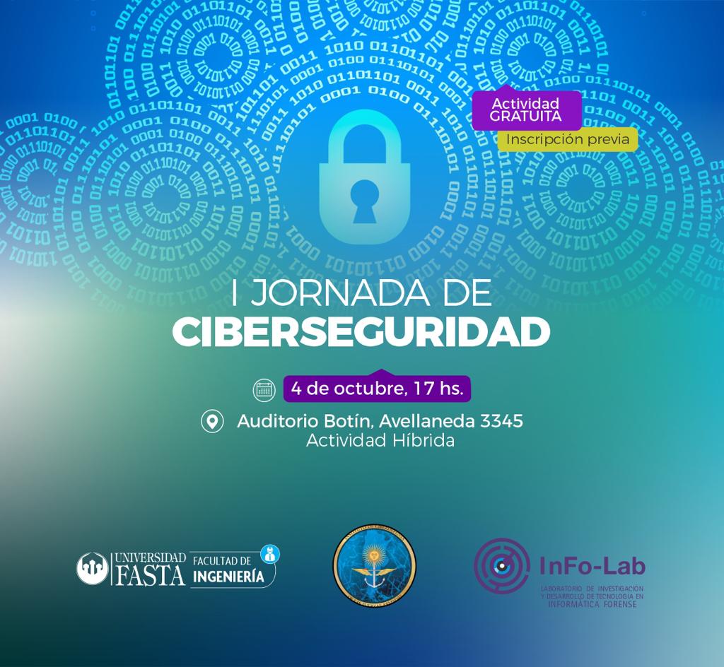 #EVENTO I Jornada de Ciberseguridad 💻
📅4/10 - 17 hs 
📌Actividad híbrida 
✅ Se abordarán temas cruciales como la inteligencia artificial, la ciberseguridad y la detección de preataques.
📝 apps.ufasta.edu.ar/extension/insc…
📩 Consultas: extension.ingenieria@ufasta.edu.ar