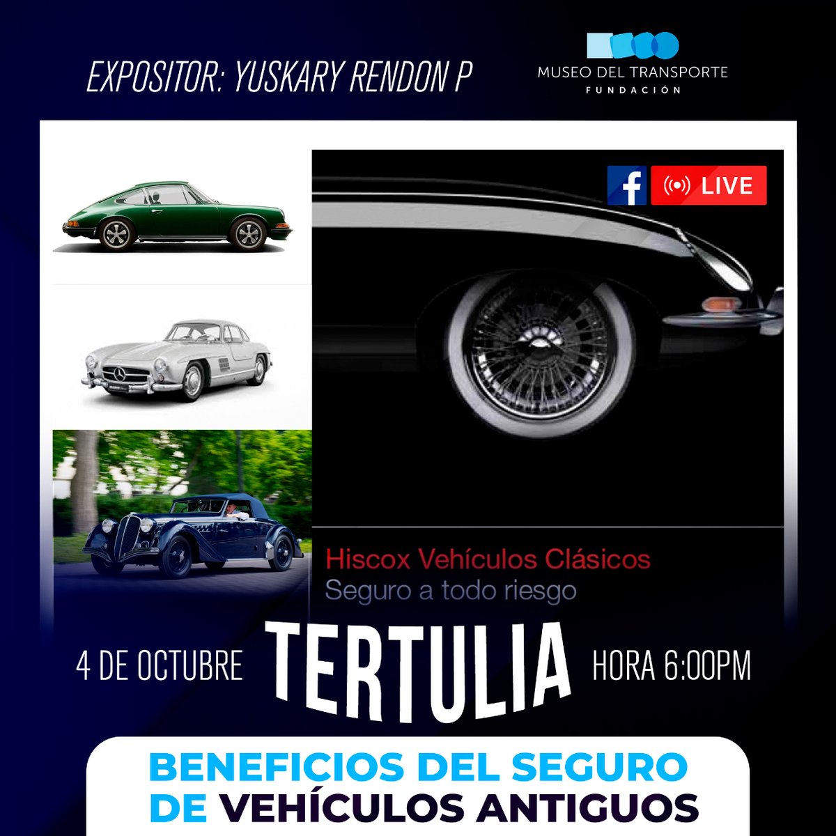 TransporteMuseo's tweet photo. Únete a nuestra comunidad en el Museo del Transporte para explorar los beneficios de asegurar vehículos antiguos en nuestra próxima tertulia. Descubre cómo proteger y preservar estos tesoros del pasado. https://t.co/CEkQ9Yoici