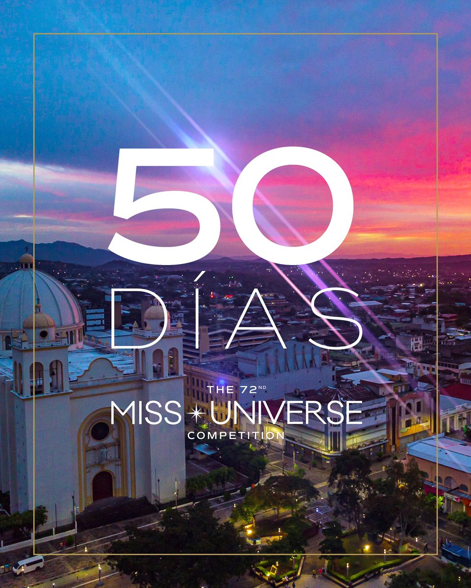 En -50 días el mundo estará disfrutando de la 72.ª edición de <a href="/missuniverse/">Miss Universe</a>.✨🇸🇻

El próximo 18 de noviembre nos convertiremos en el epicentro de la belleza y elegancia. 
#MissUniverse2023