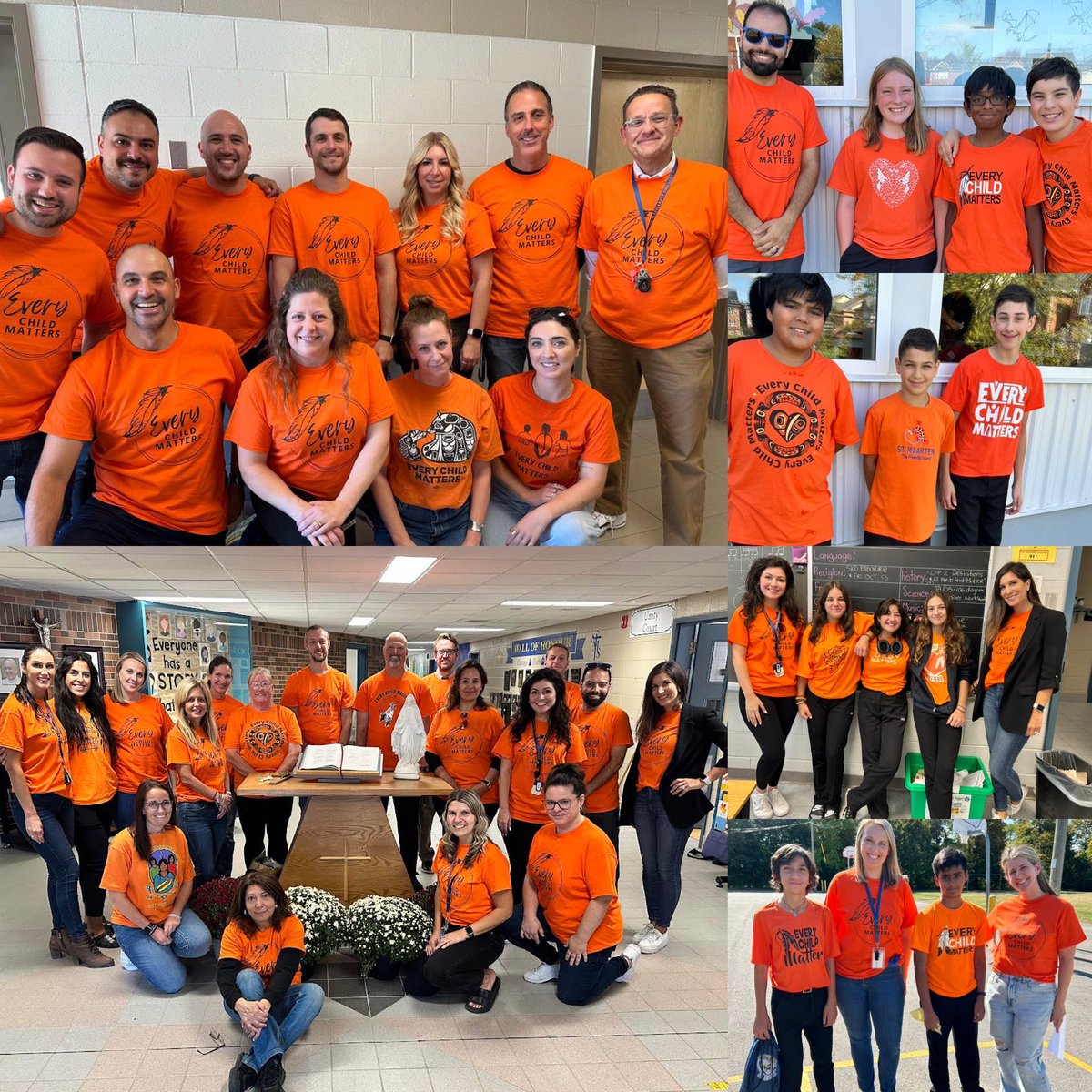 SKD staff and students wore orange today …remembering the residential school survivors, honouring those who didn’t, and committing themselves to the journey of reconciliation. #everychildmatters <a href="/YCDSB/">York Catholic District School Board</a>