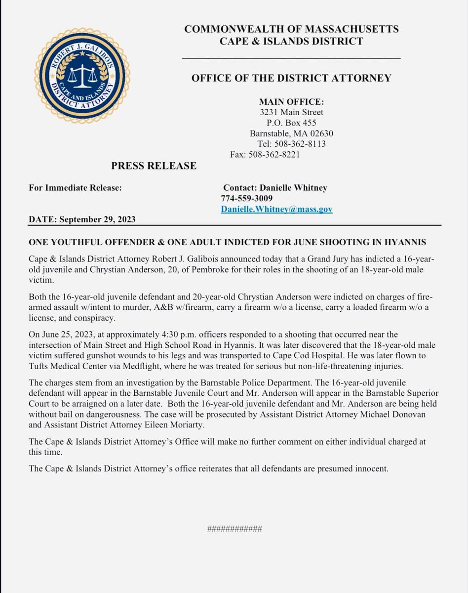 Cape and Islands District Attorney Robert Galibois (@dagalibois) on Twitter photo 